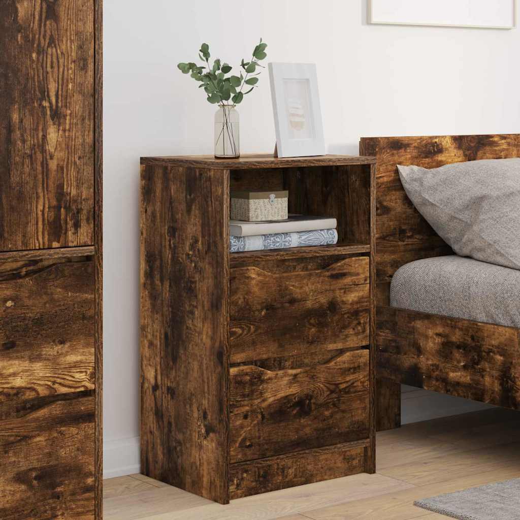 Nattbord 2 pcs Røkt eik 40 x 30 x 467 cm Konstruert tre
