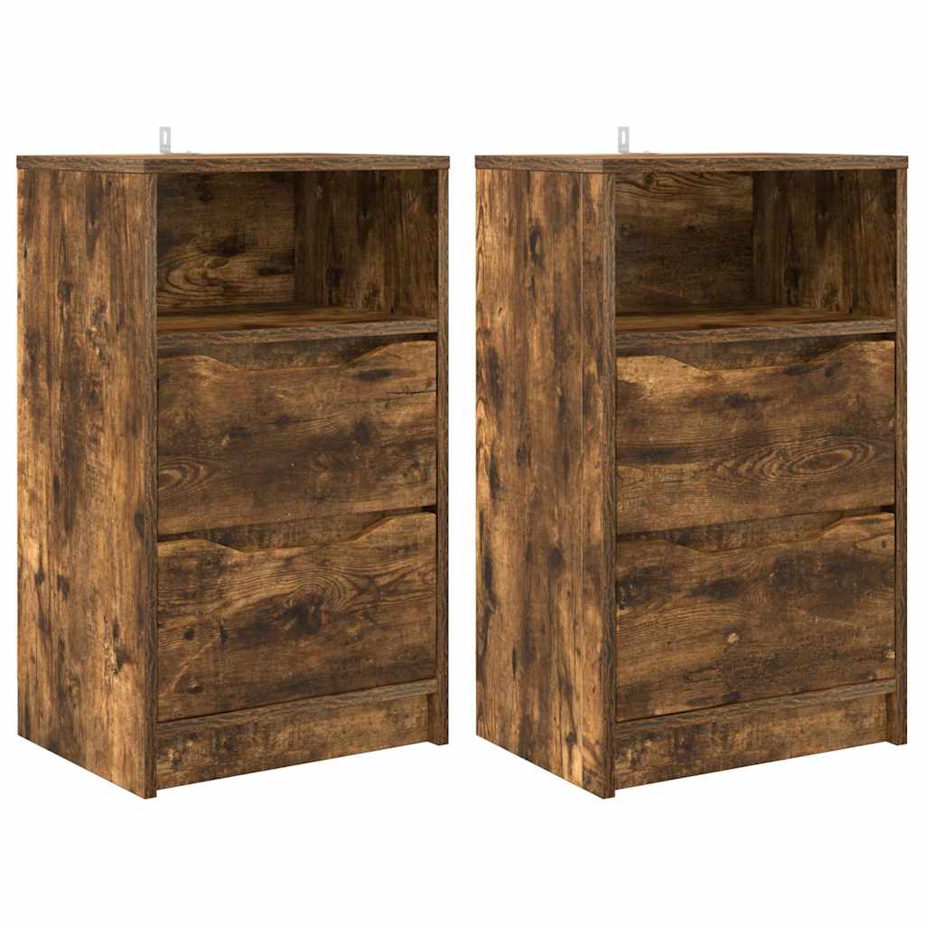Nattbord 2 pcs Røkt eik 40 x 30 x 467 cm Konstruert tre