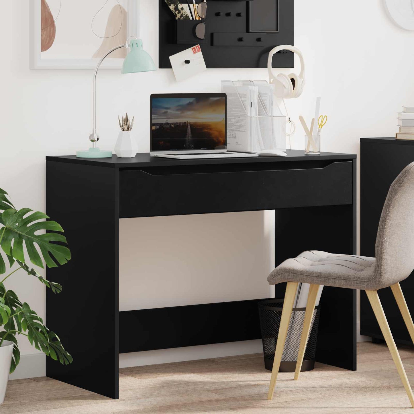 Skrivebord med skuff Svart 100 x 50 x 78 cm Konstruert tre