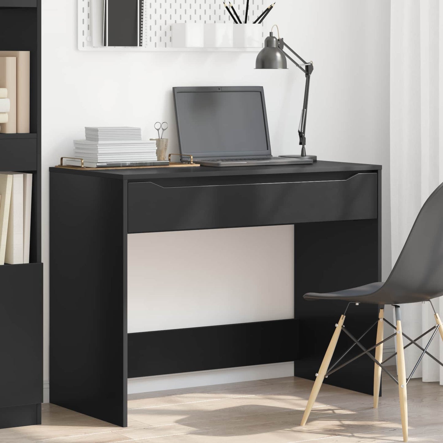 Skrivebord med skuff Svart 100 x 50 x 78 cm Konstruert tre