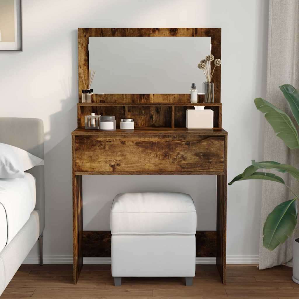 Soverom sminkebord Røkt eik 80 x 39,6 x 135 cm Konstruert tre