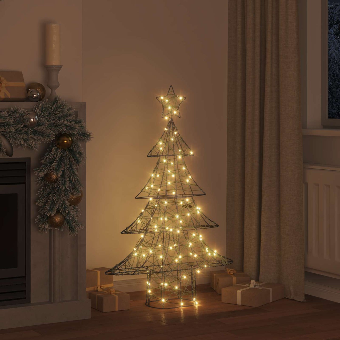 Juletre med 120 LED Varmhvit 150 cm Rotting