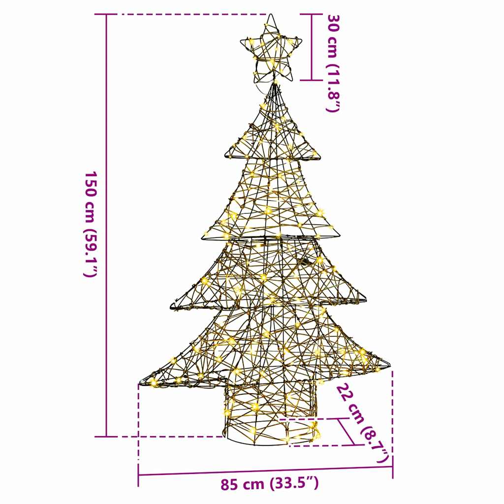 Juletre med 120 LED Varmhvit 150 cm Rotting