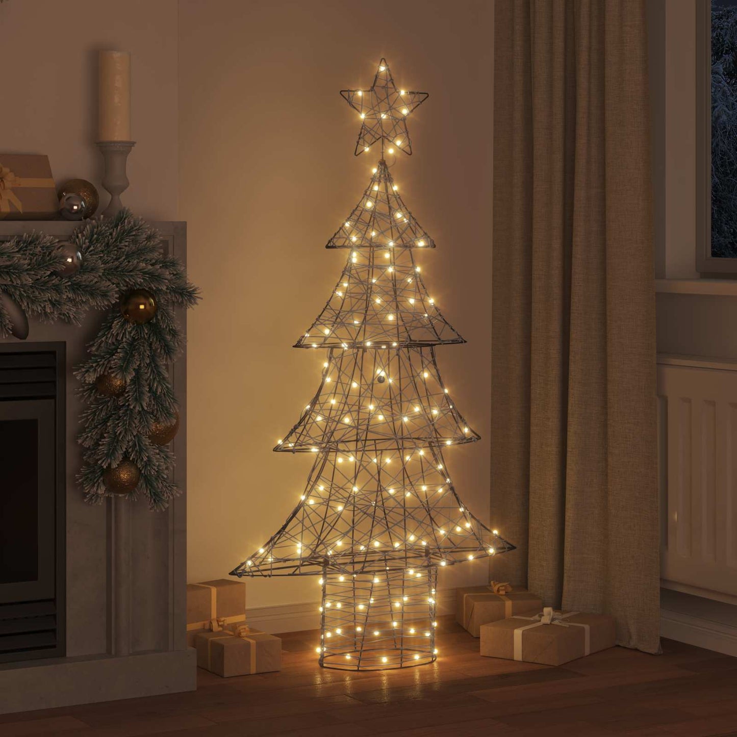Juletre med 160 LED Varmhvit 150 cm Rotting