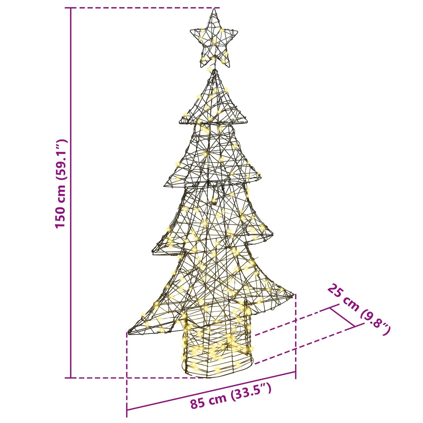 Juletre med 160 LED Varmhvit 150 cm Rotting