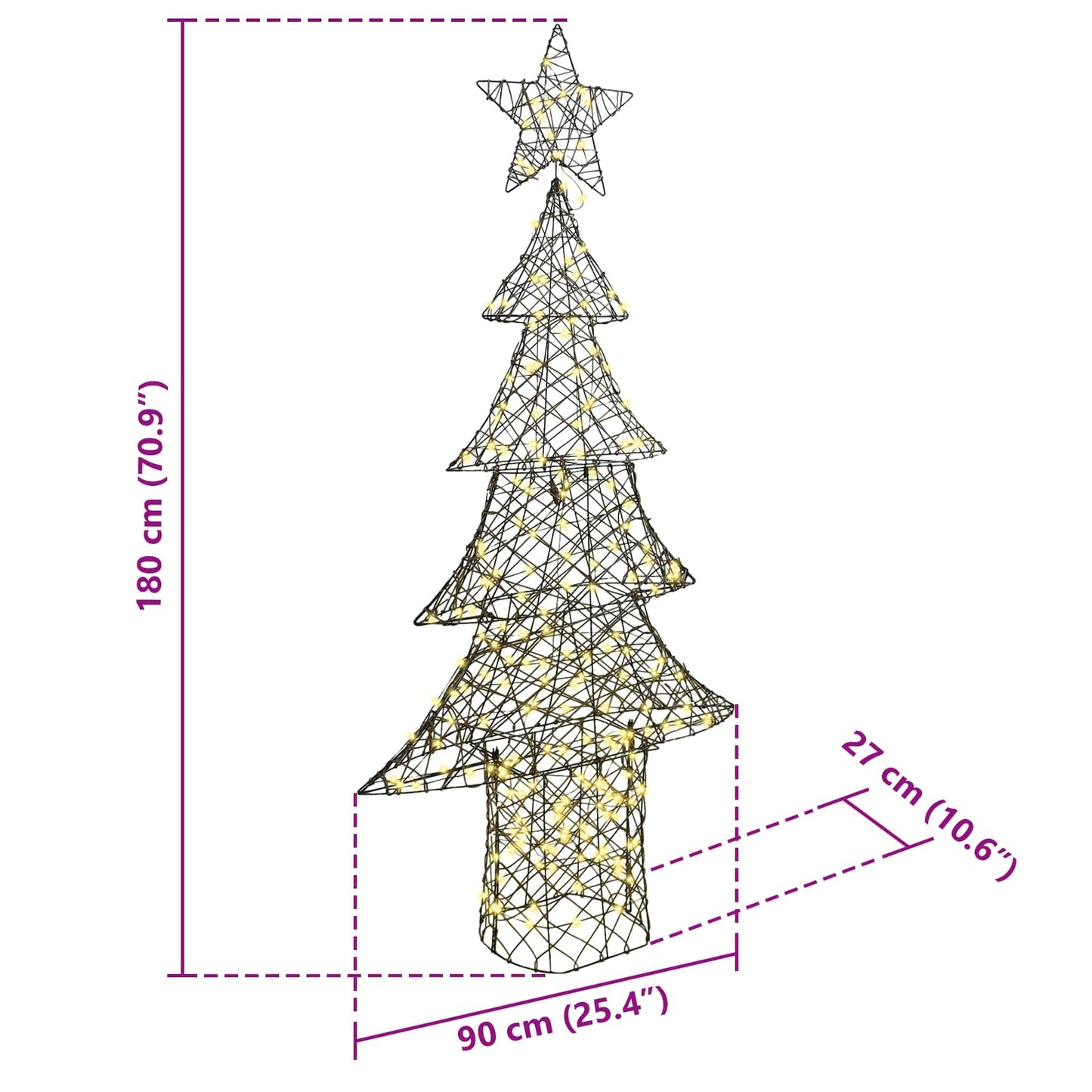 Juletre med 240 LED Varmhvit 180 cm Rotting
