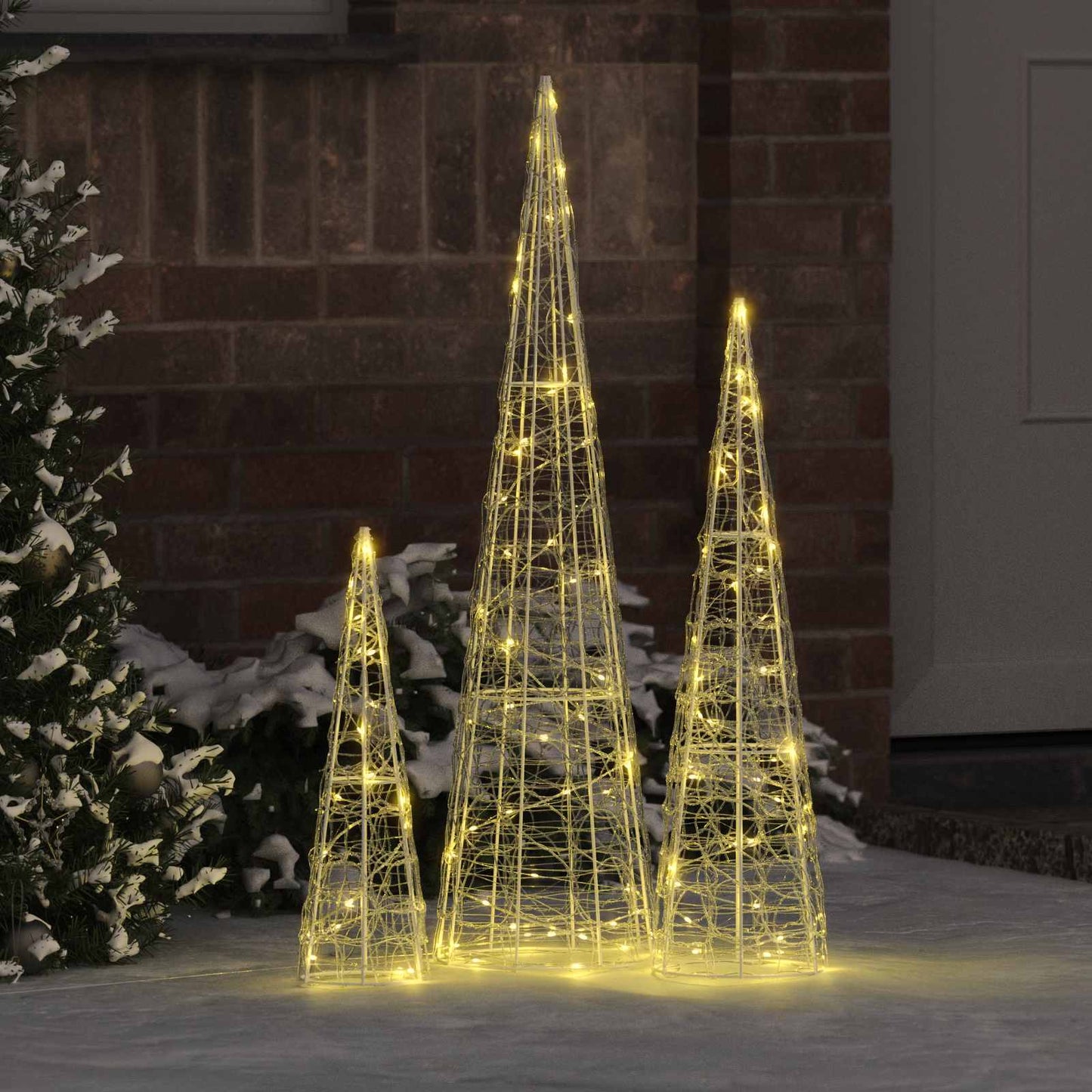 Juletre med 90 LED 3 pcs Varmhvit 20 x 20 x 80 cm Akryl