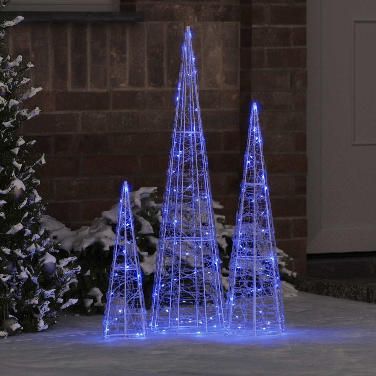 Juletre med 90 LED 3 pcs Blå 20 x 20 x 80 cm Akryl