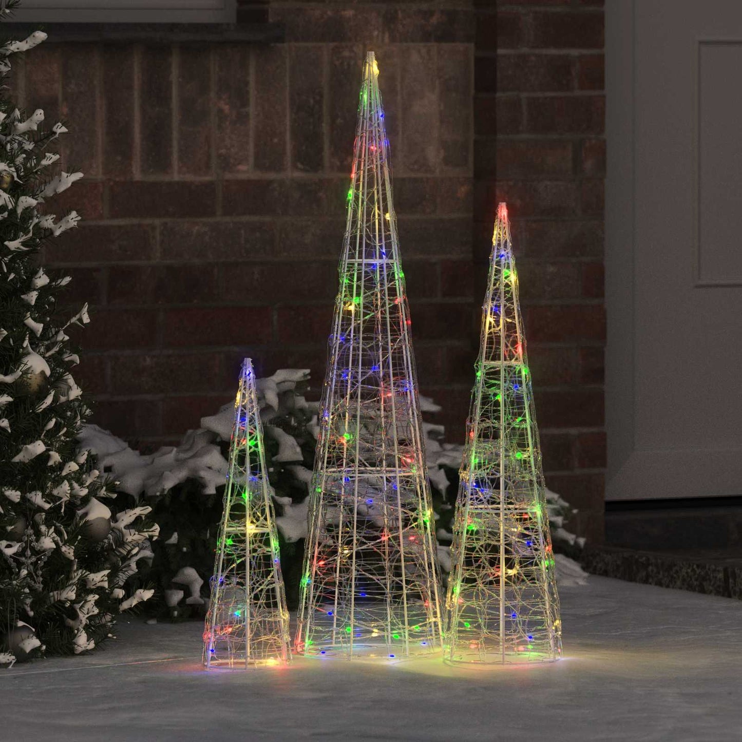 Juletre med 90 LED 3 pcs Flerfarget 20 x 20 x 80 cm Akryl
