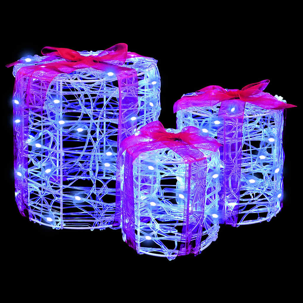Gaveeske Dekorasjon med 60 LED 3 pcs Blå 20 x 20 x 21 cm Akryl