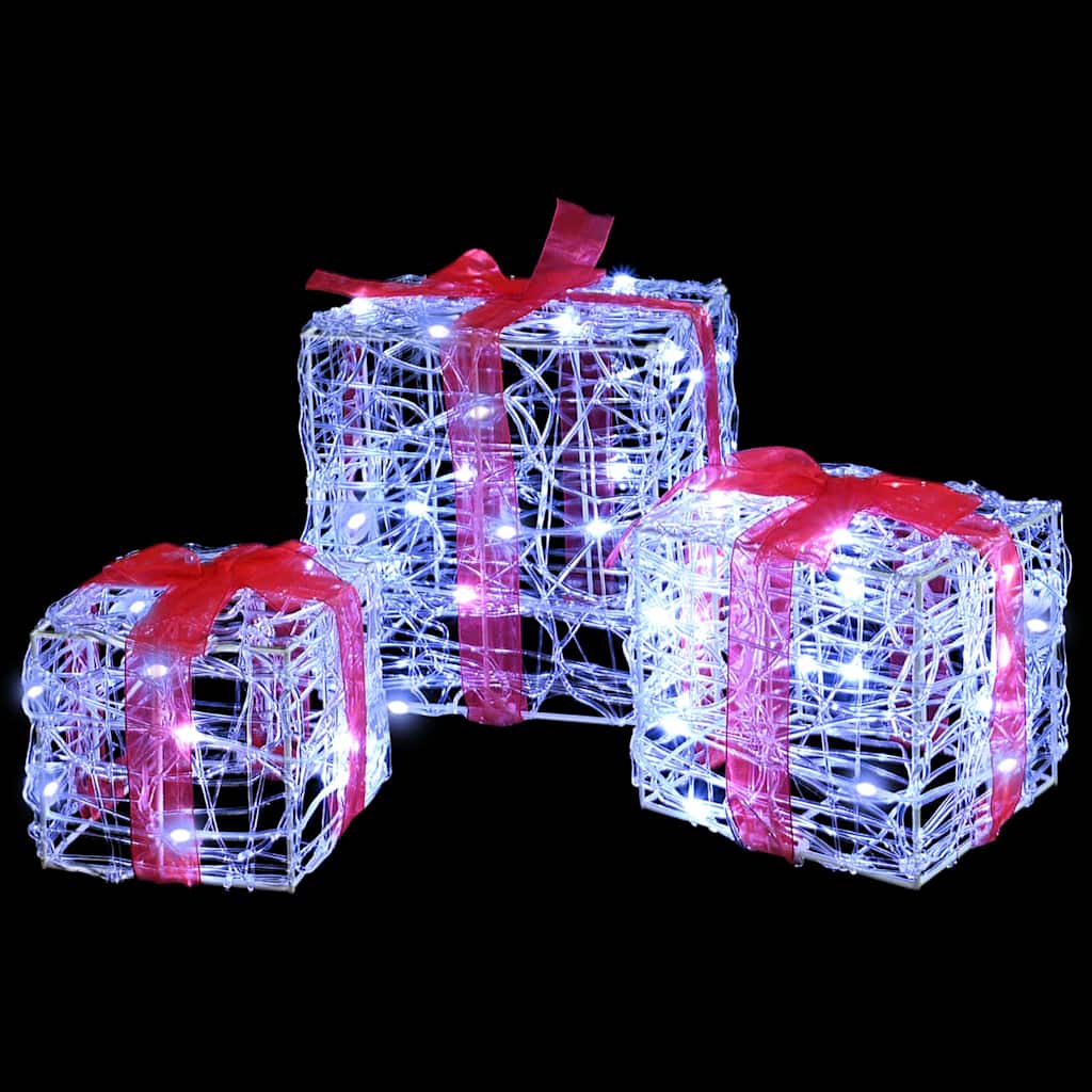 Gaveeske med 60 LED 3 pcs Kaldhvit 20 x 20 x 20 cm Akryl
