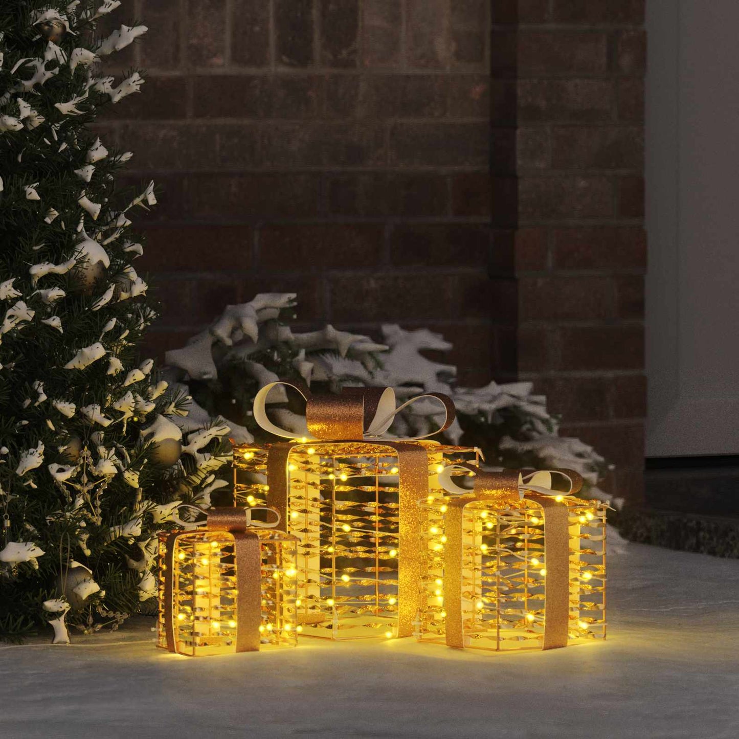 Gaveeske med 60 LED 3 pcs Varmhvit 20 x 20 x 20 cm PET vidaXL