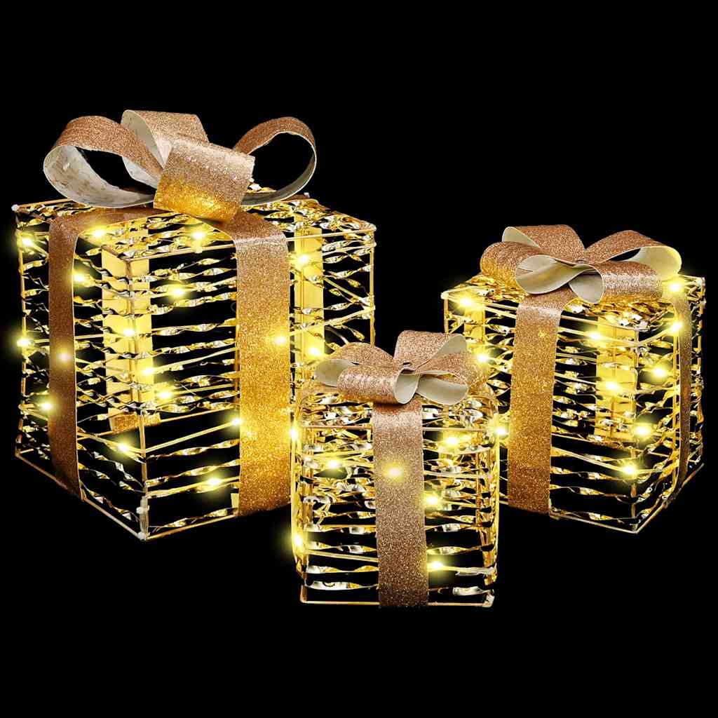 Gaveeske med 60 LED 3 pcs Varmhvit 20 x 20 x 20 cm PET vidaXL