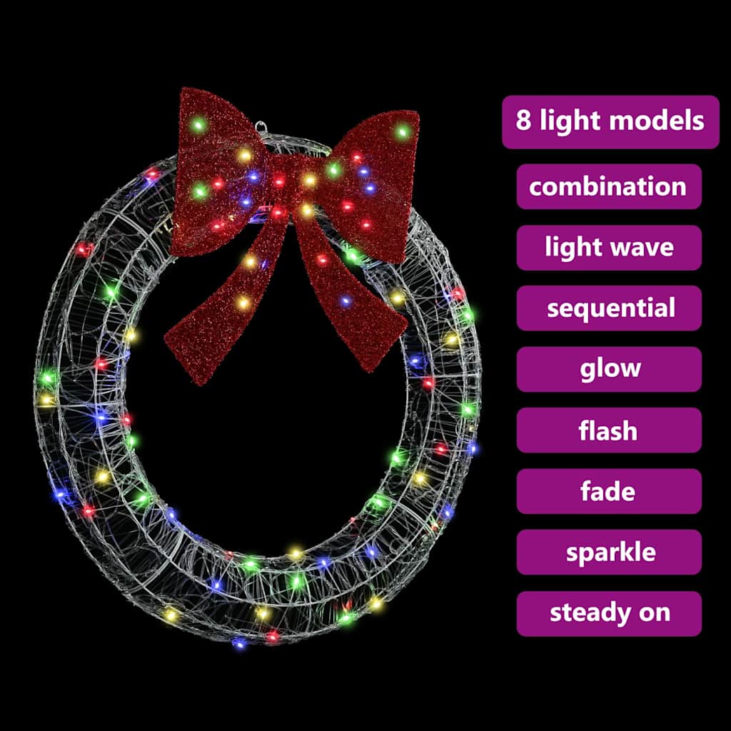 Krans med 80 LED Flerfarget 92 x 92 x 9,5 cm Akryl