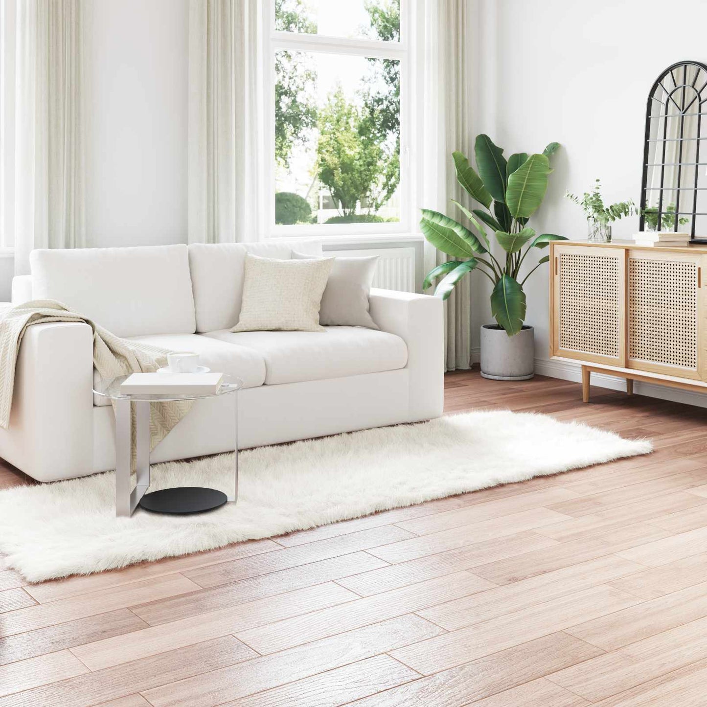 Fusk saueskinnteppe TAFALLA Hvit 80 x 250 cm Polyester