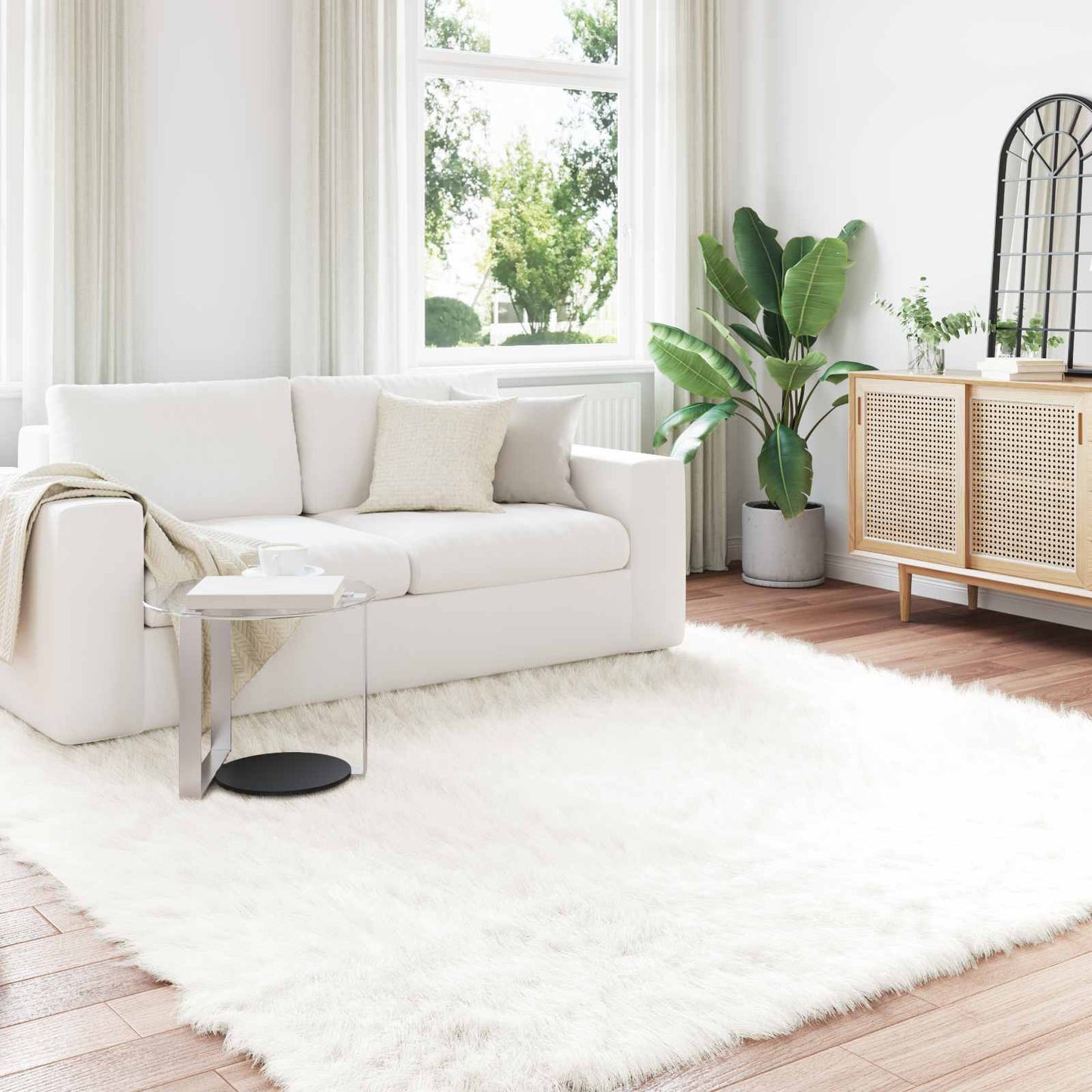 Fusk saueskinnteppe TAFALLA Hvit 200 x 200 cm Polyester