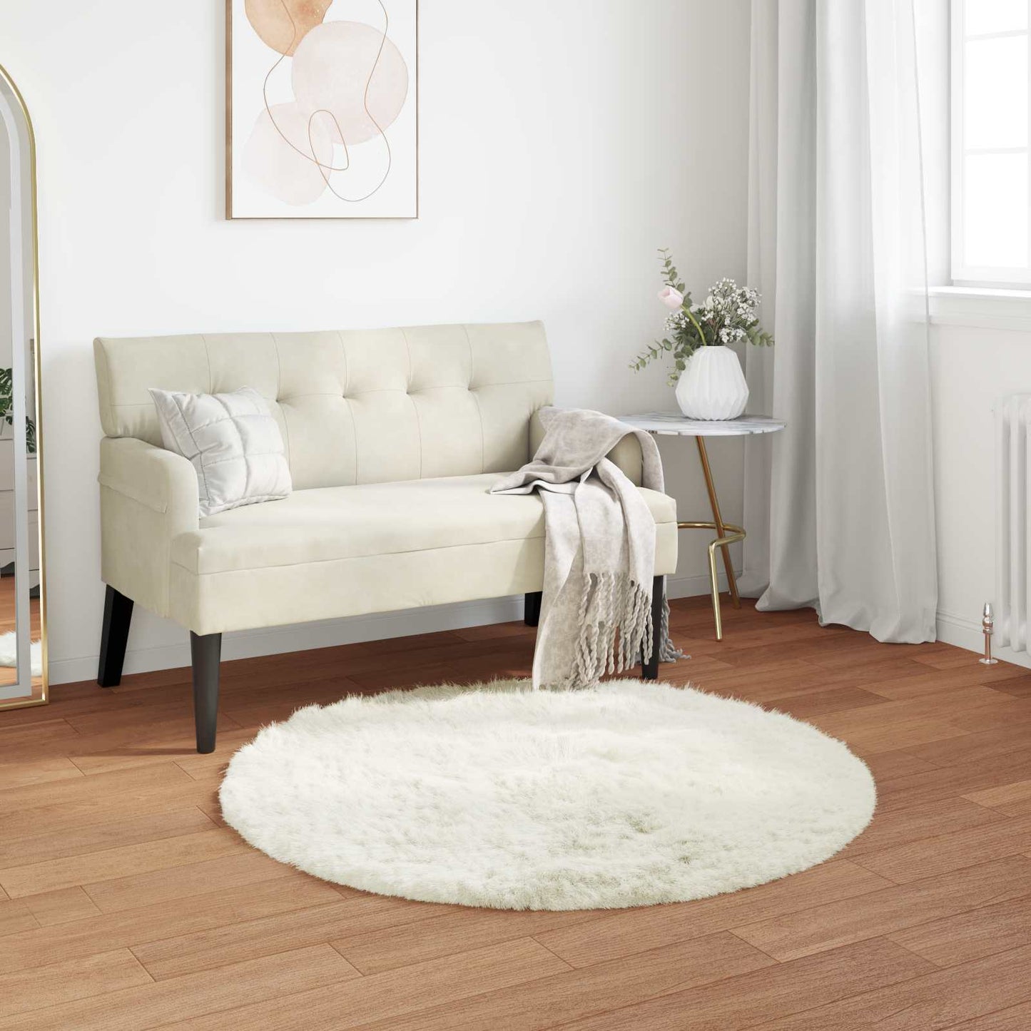 Fusk saueskinnteppe TAFALLA Hvit Ø 80 cm Polyester