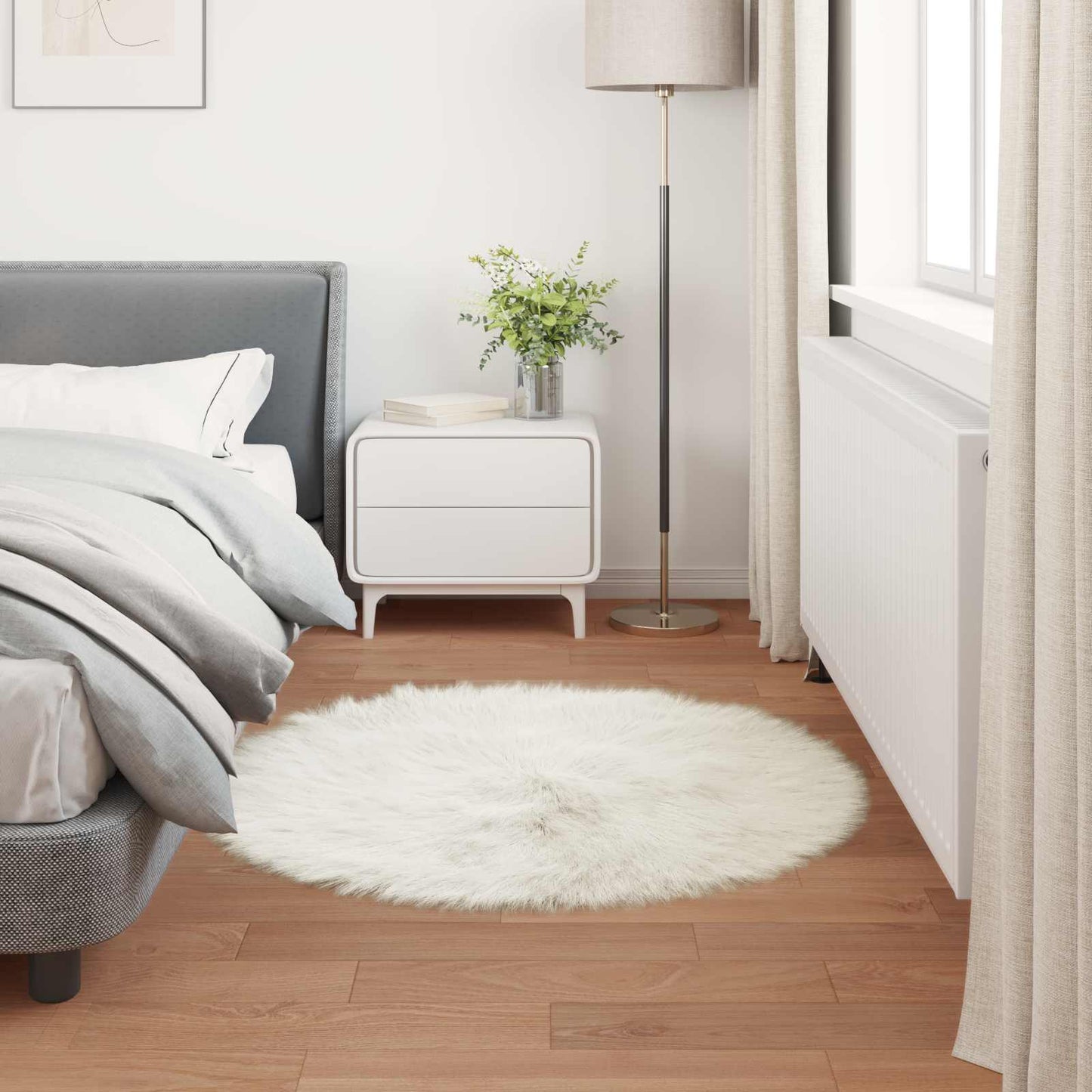 Fusk saueskinnteppe TAFALLA Hvit Ø 120 cm Polyester