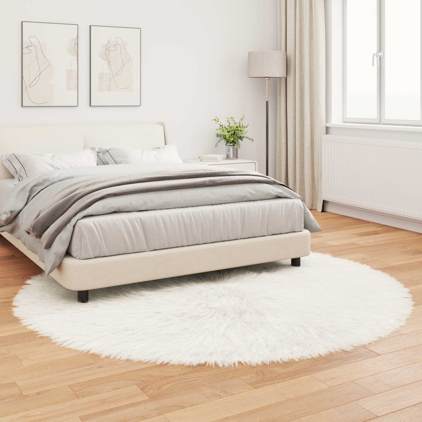 Fusk saueskinnteppe TAFALLA Hvit Ø 160 cm Polyester