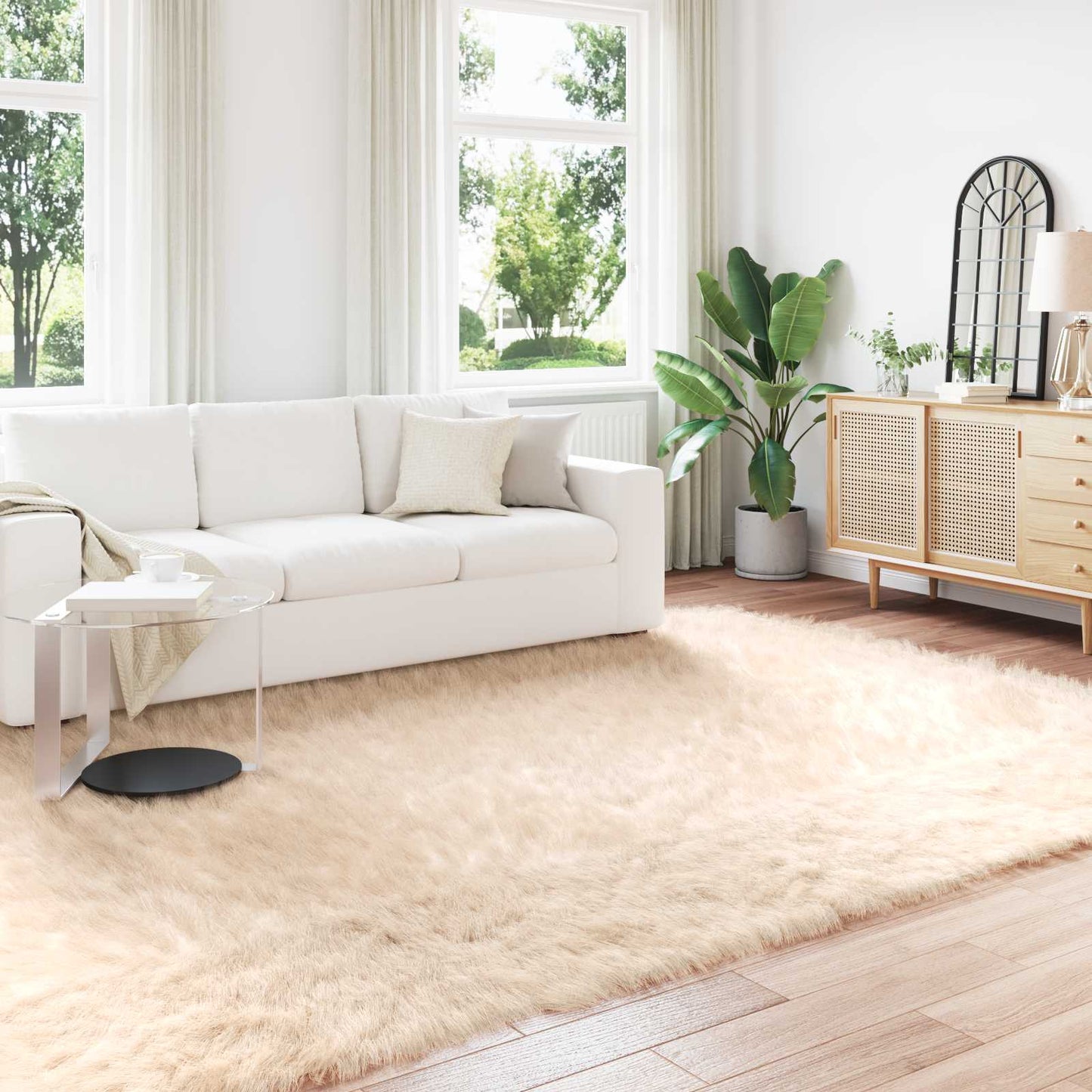 Fusk saueskinnteppe TAFALLA Beige 240 x 340 cm Polyester