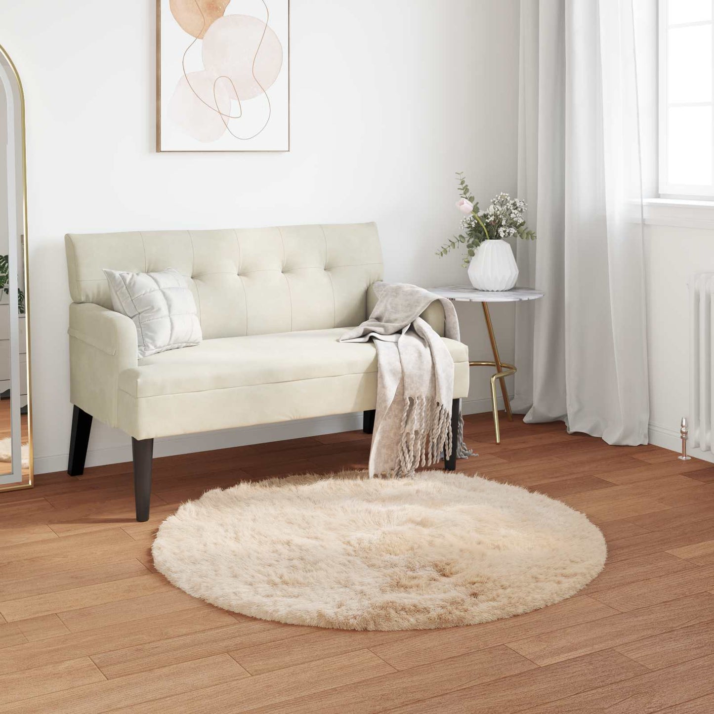 Fusk saueskinnteppe TAFALLA Beige Ø 120 cm Polyester