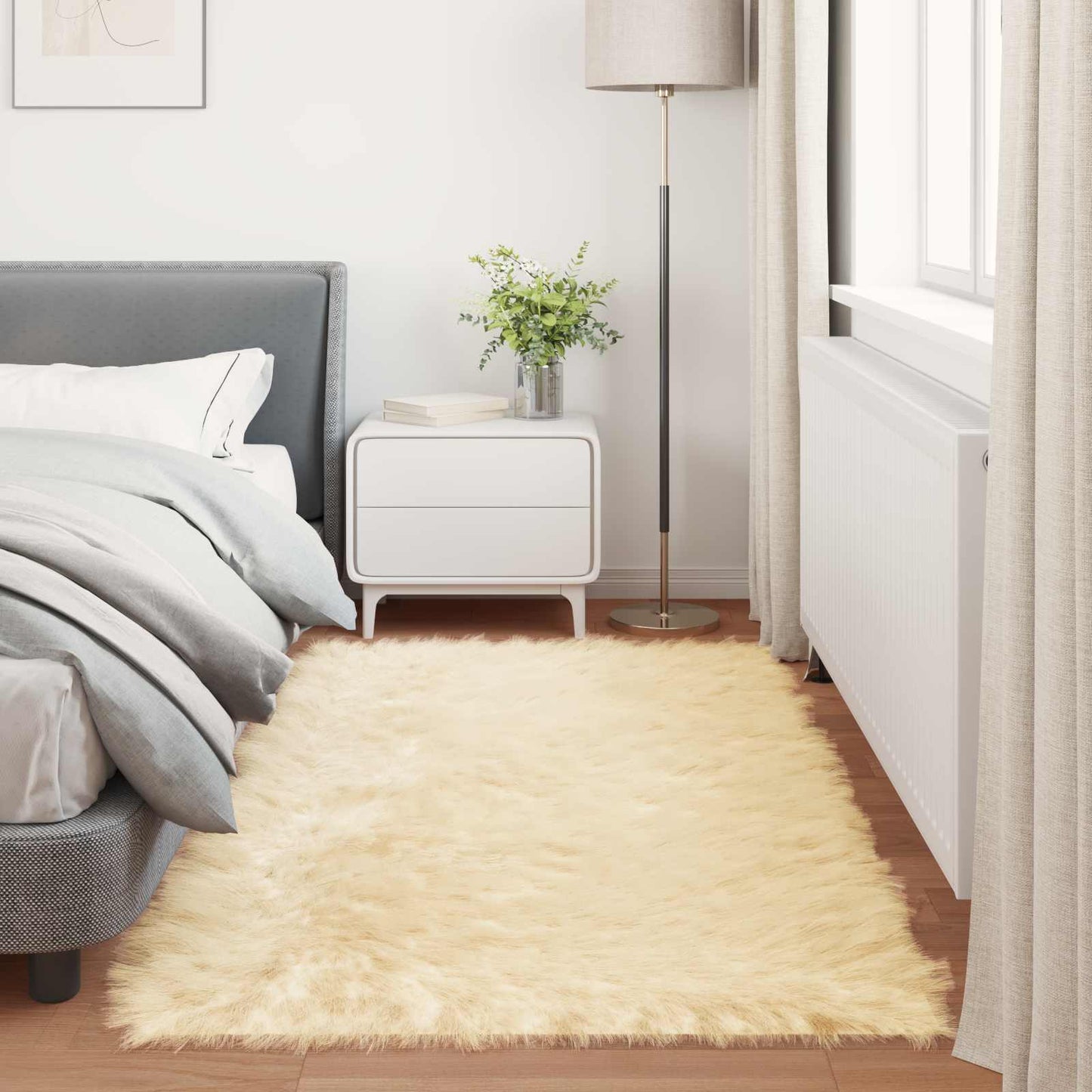 Fusk saueskinnteppe TAFALLA Krem 80 x 200 cm Polyester