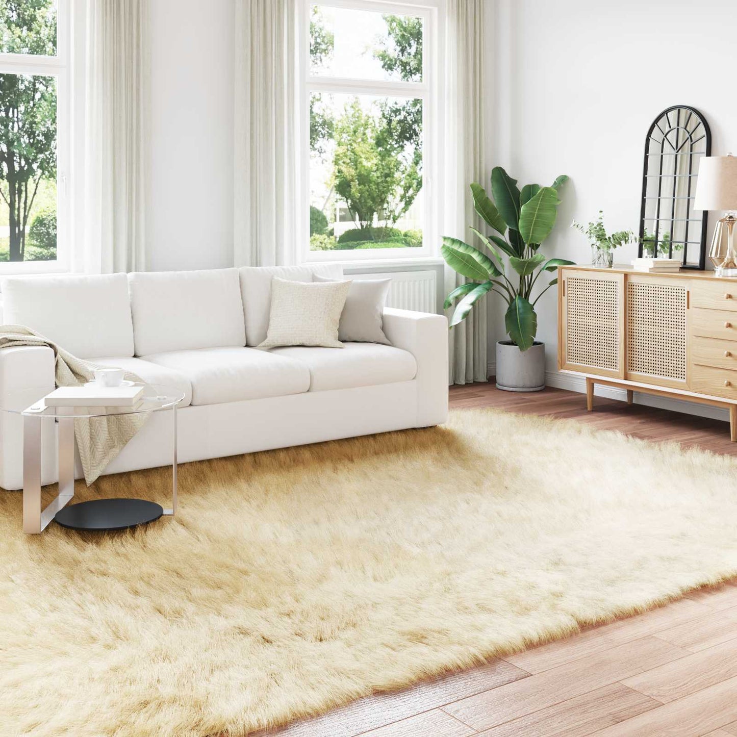 Fusk saueskinnteppe TAFALLA Krem 240 x 340 cm Polyester