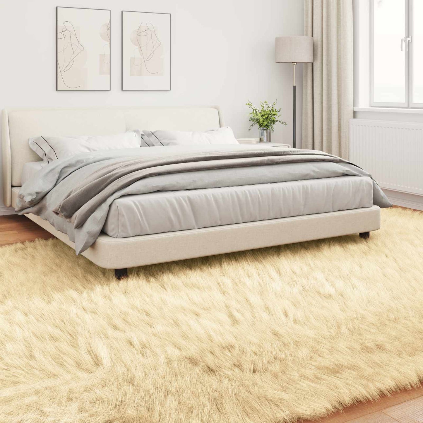 Fusk saueskinnteppe TAFALLA Krem 240 x 340 cm Polyester