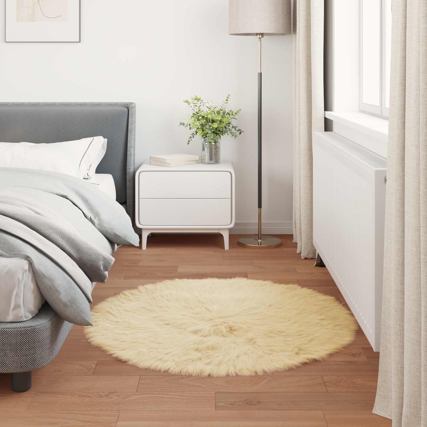Fusk saueskinnteppe TAFALLA Krem Ø 120 cm Polyester