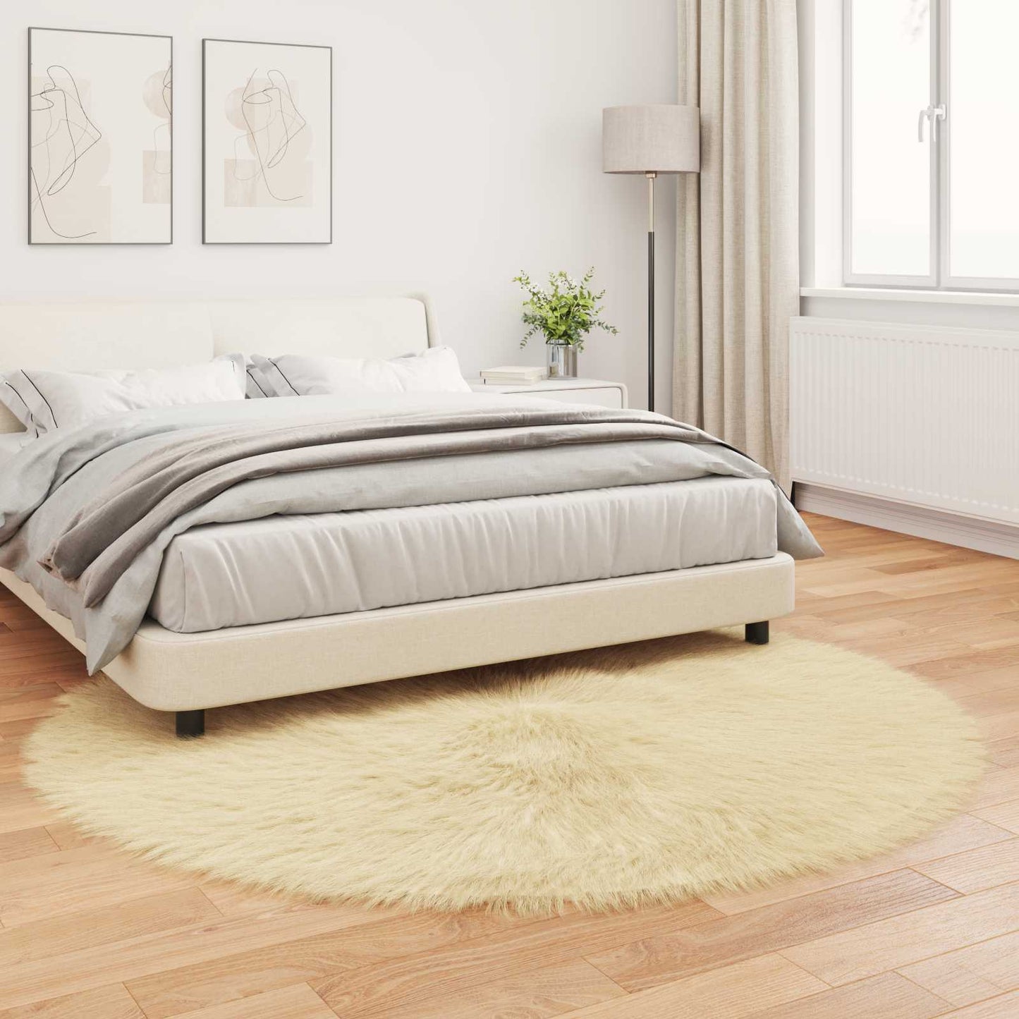 Fusk saueskinnteppe TAFALLA Krem Ø 160 cm Polyester