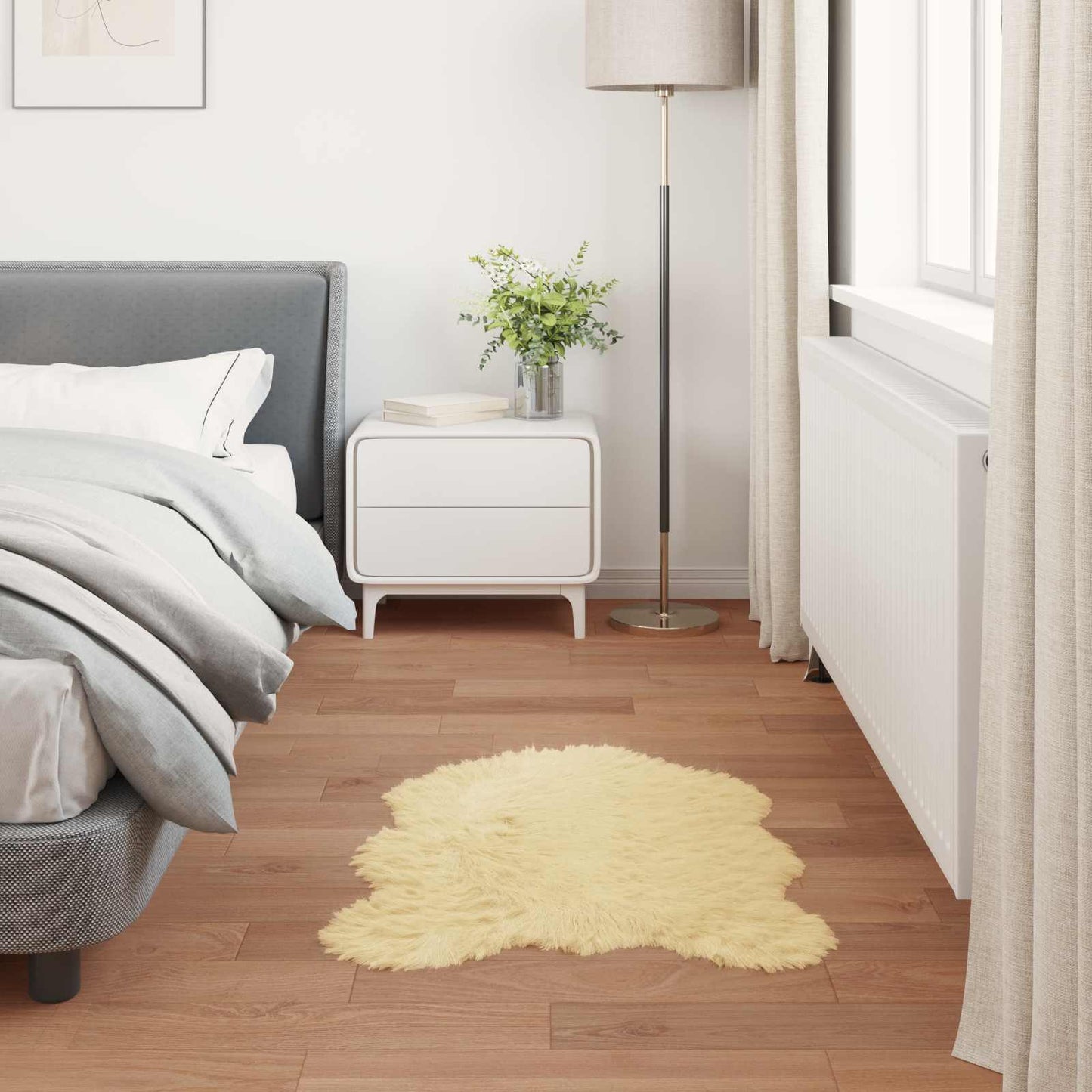 Fusk saueskinnteppe TAFALLA Krem 60 x 90 cm Polyester