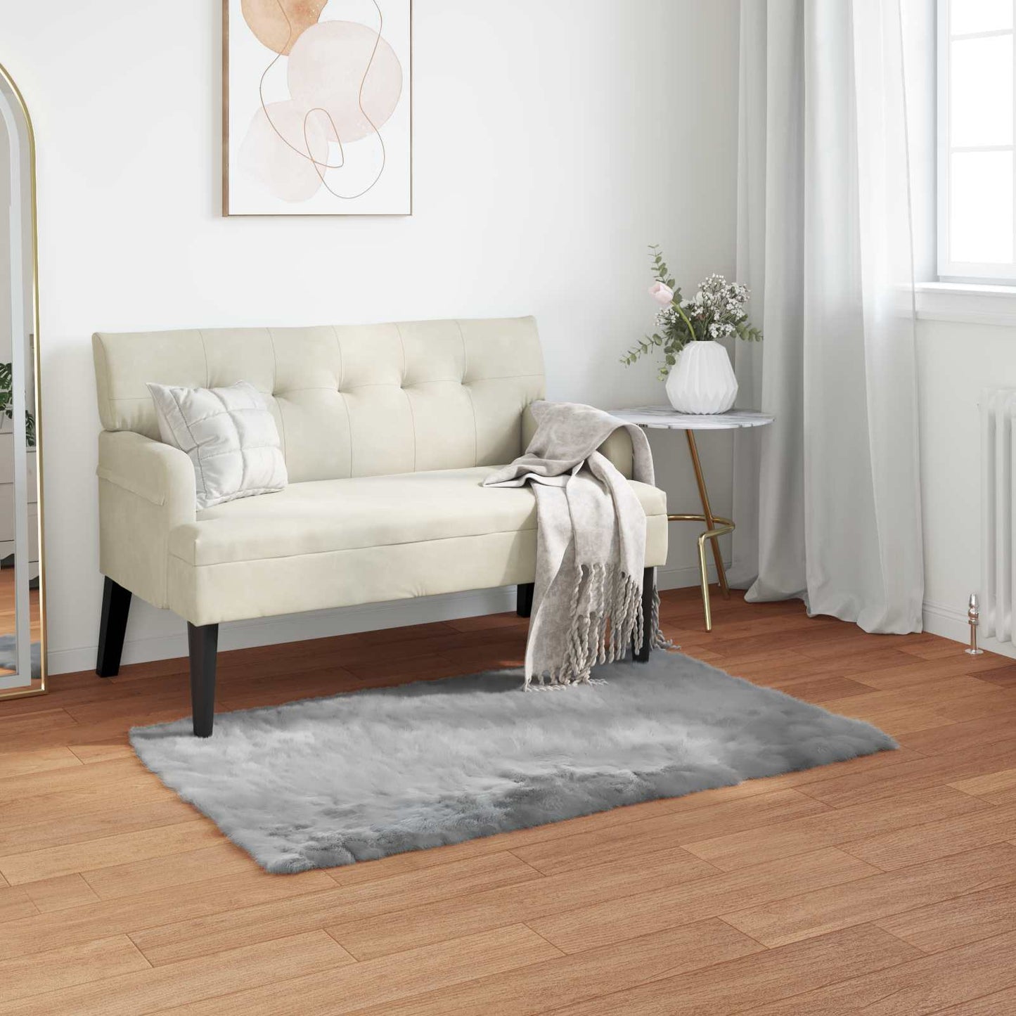 Fusk saueskinnteppe TAFALLA Grå 80 x 150 cm Polyester