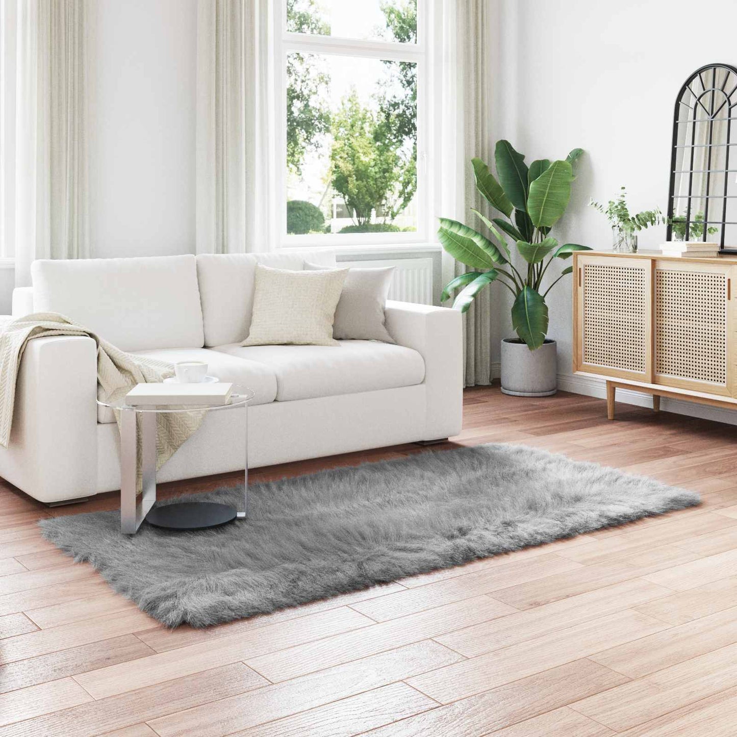 Fusk saueskinnteppe TAFALLA Grå 80 x 200 cm Polyester