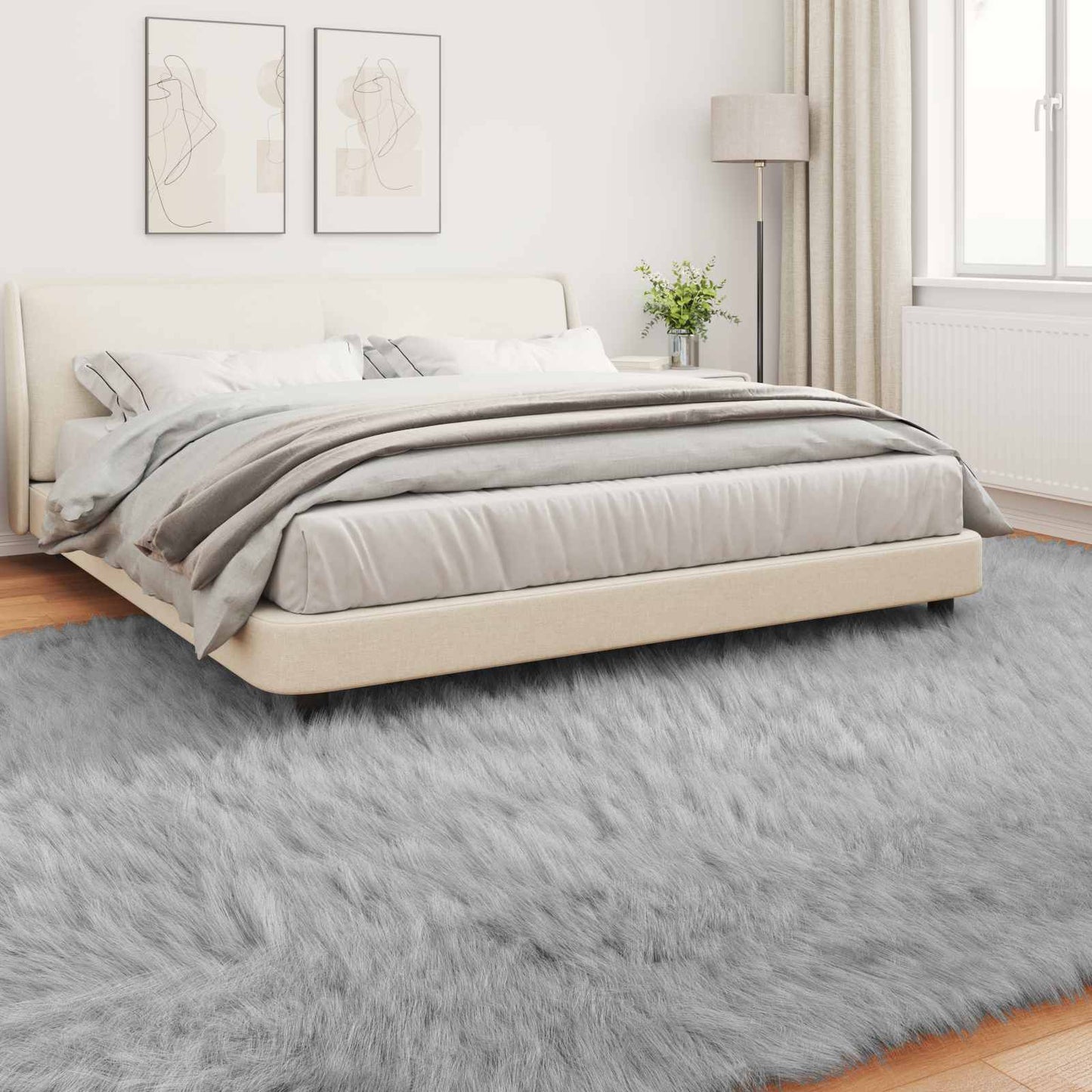 Fusk saueskinnteppe TAFALLA Grå 200 x 280 cm Polyester