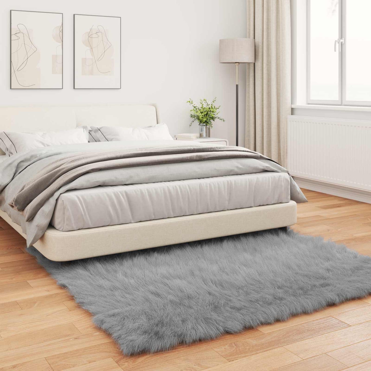Fusk saueskinnteppe TAFALLA Grå 160 x 160 cm Polyester