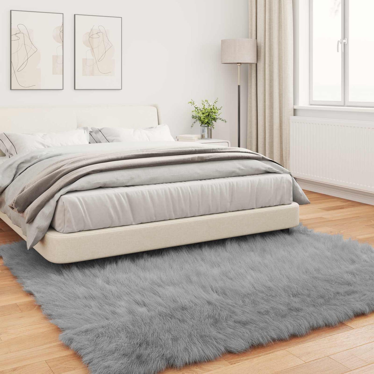 Fusk saueskinnteppe TAFALLA Grå 240 x 240 cm Polyester