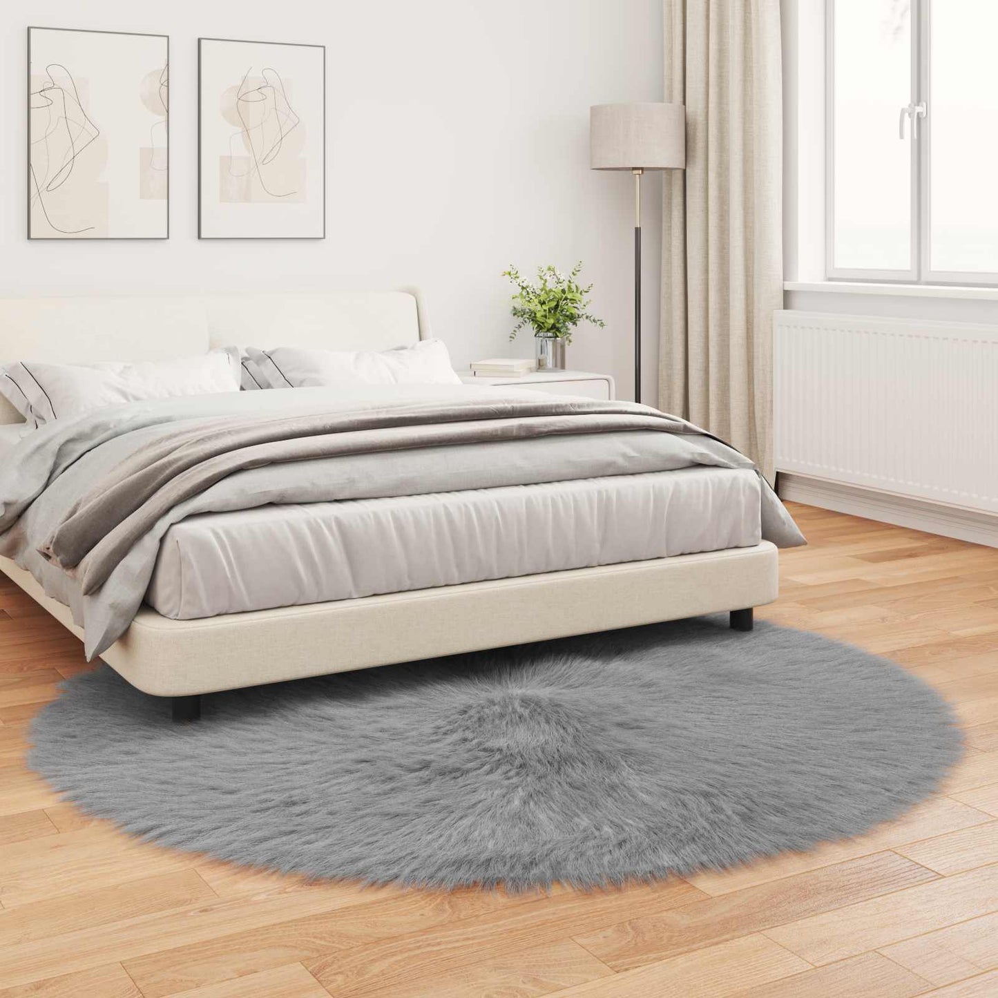 Fusk saueskinnteppe TAFALLA Grå Ø 160 cm Polyester