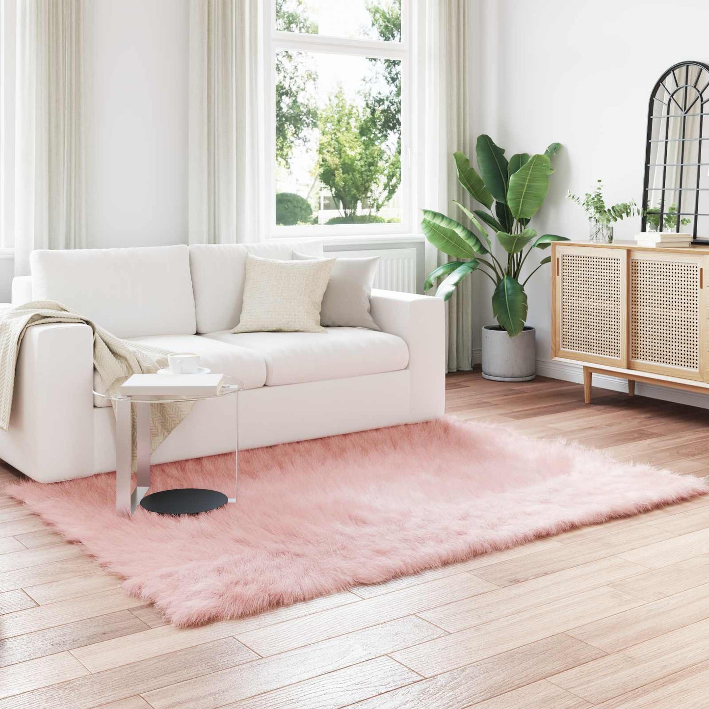 Fusk saueskinnteppe TAFALLA Rosa 160 x 230 cm Polyester
