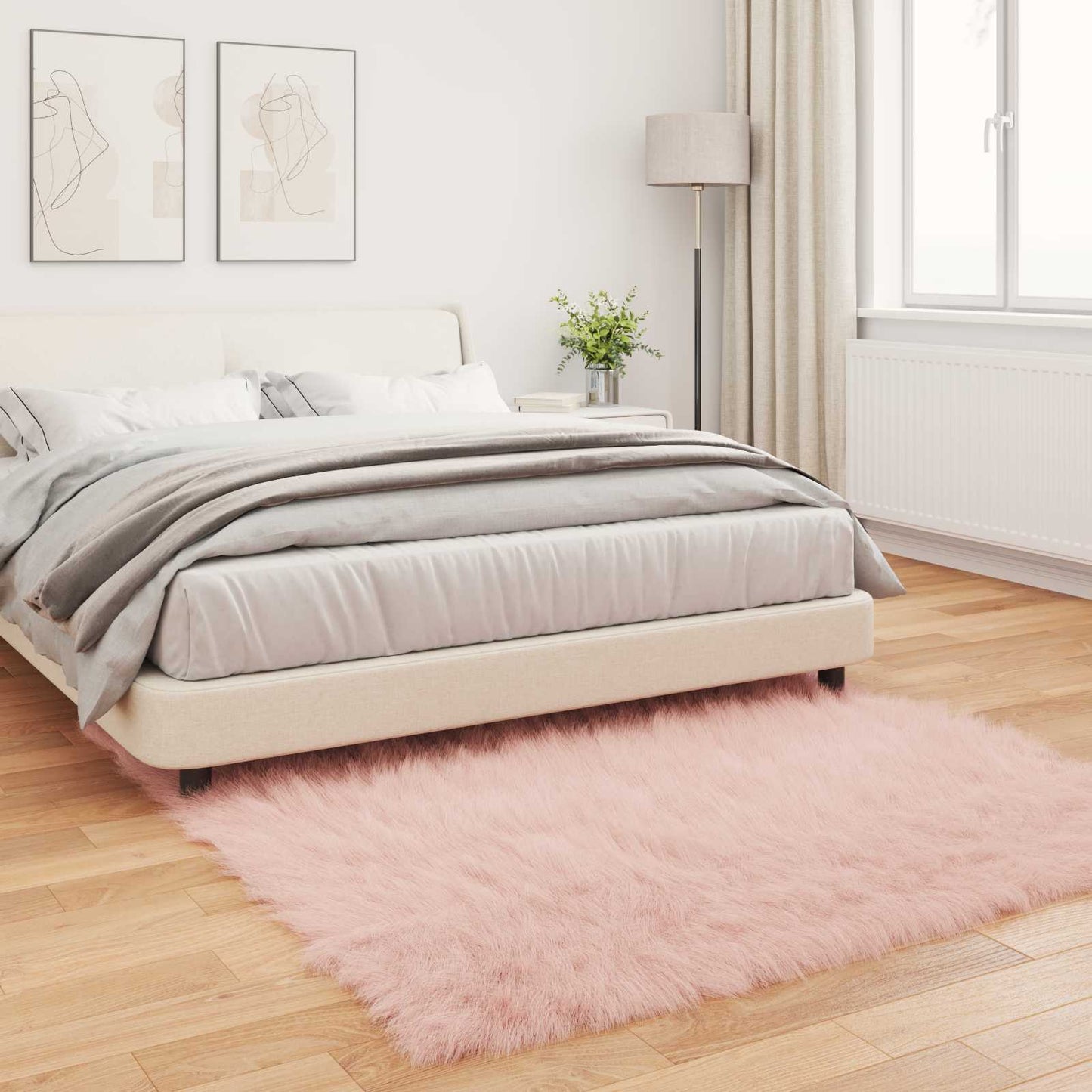 Fusk saueskinnteppe TAFALLA Rosa 120 x 120 cm Polyester
