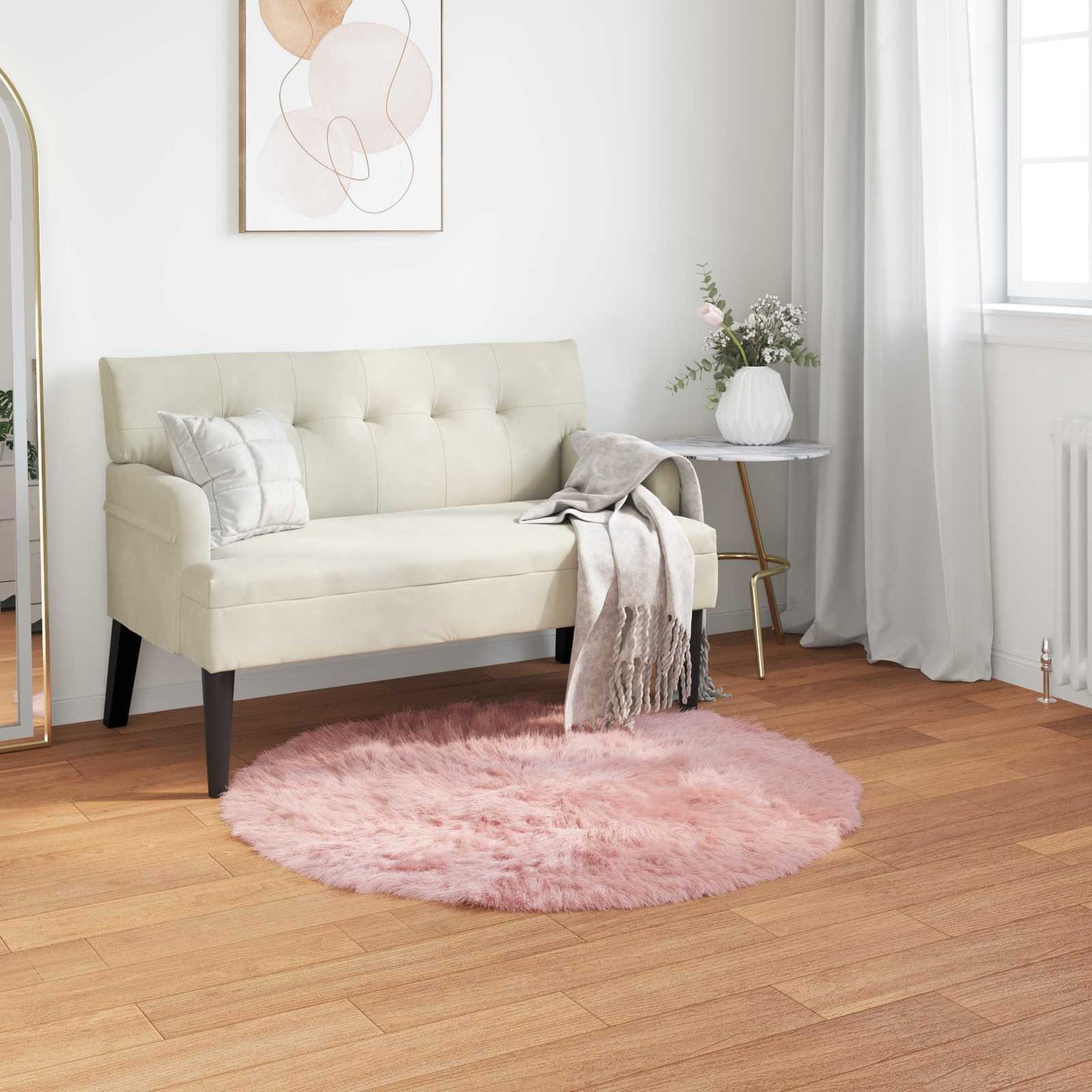 Fusk saueskinnteppe TAFALLA Rosa Ø 80 cm Polyester