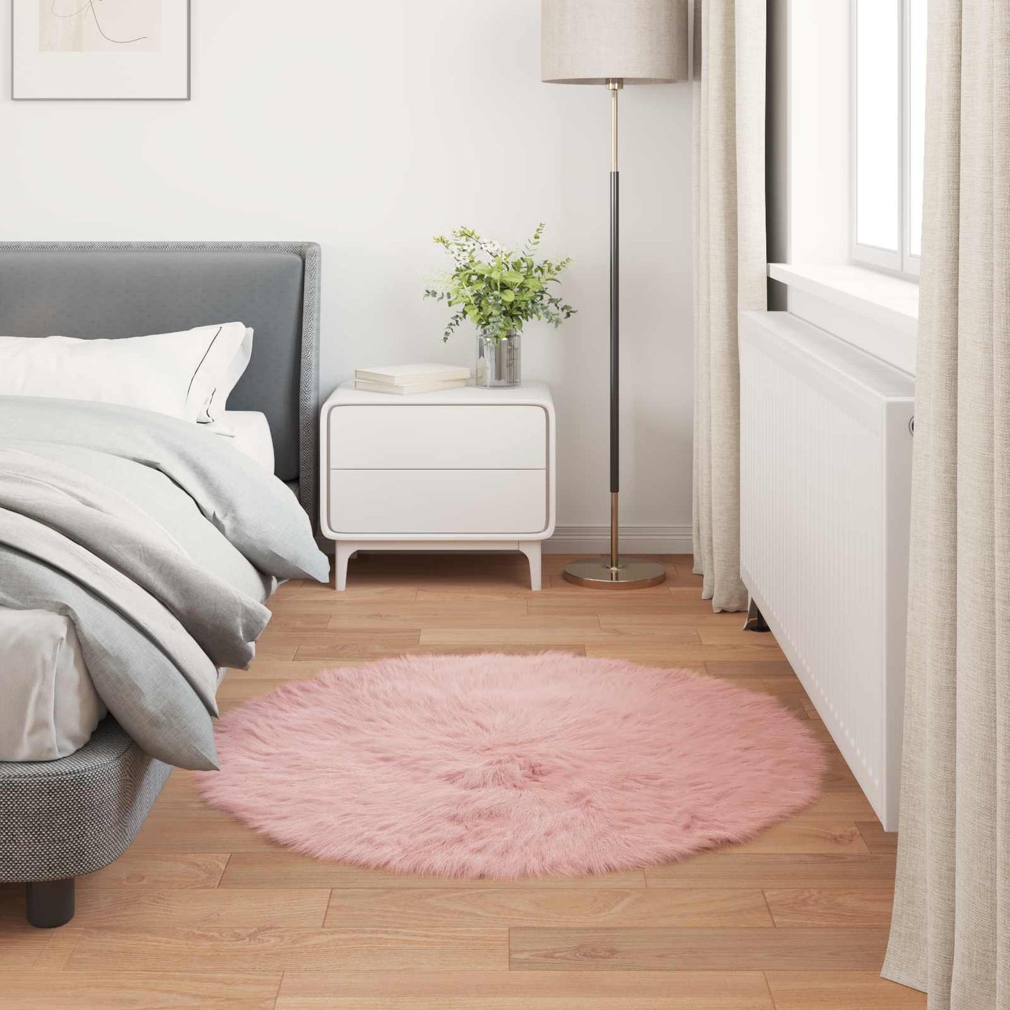 Fusk saueskinnteppe TAFALLA Rosa Ø 80 cm Polyester