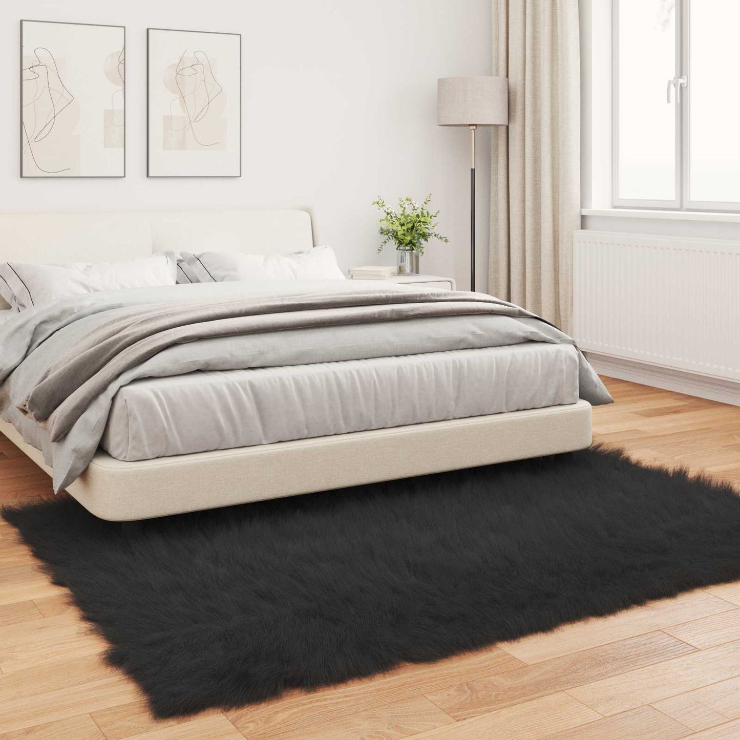 Fusk saueskinnteppe TAFALLA Svart 120 x 170 cm Polyester