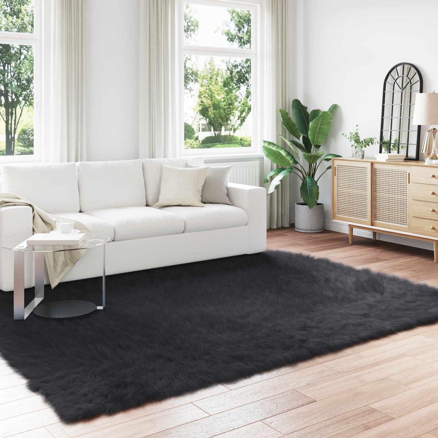 Fusk saueskinnteppe TAFALLA Svart 240 x 340 cm Polyester