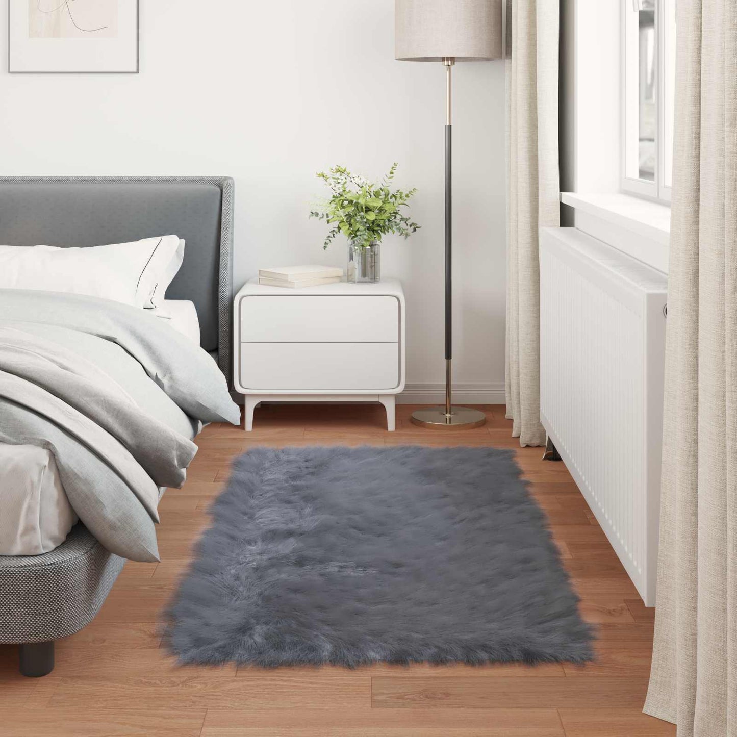 Fusk saueskinnteppe TAFALLA Antrasitt 80 x 150 cm Polyester