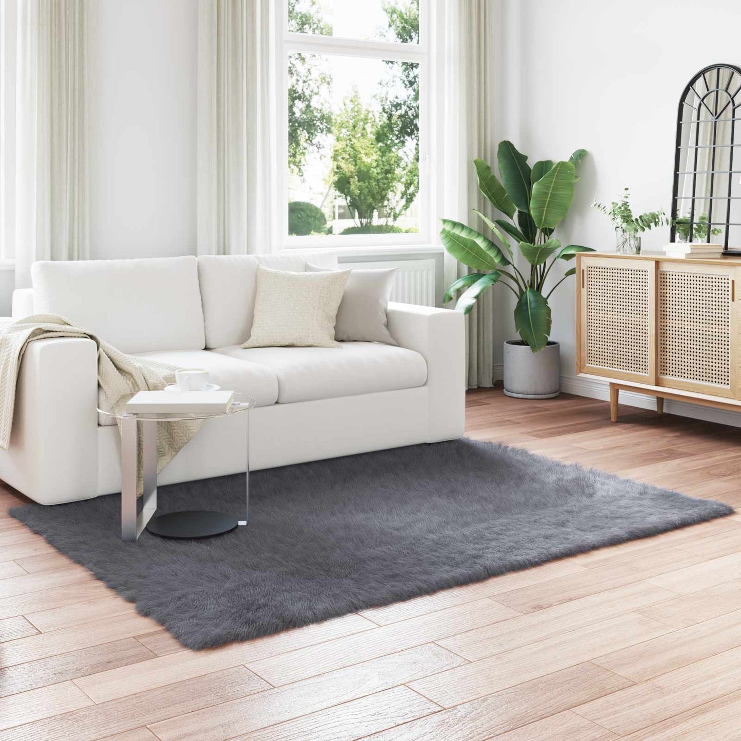 Fusk saueskinnteppe TAFALLA Antrasitt 160 x 230 cm Polyester