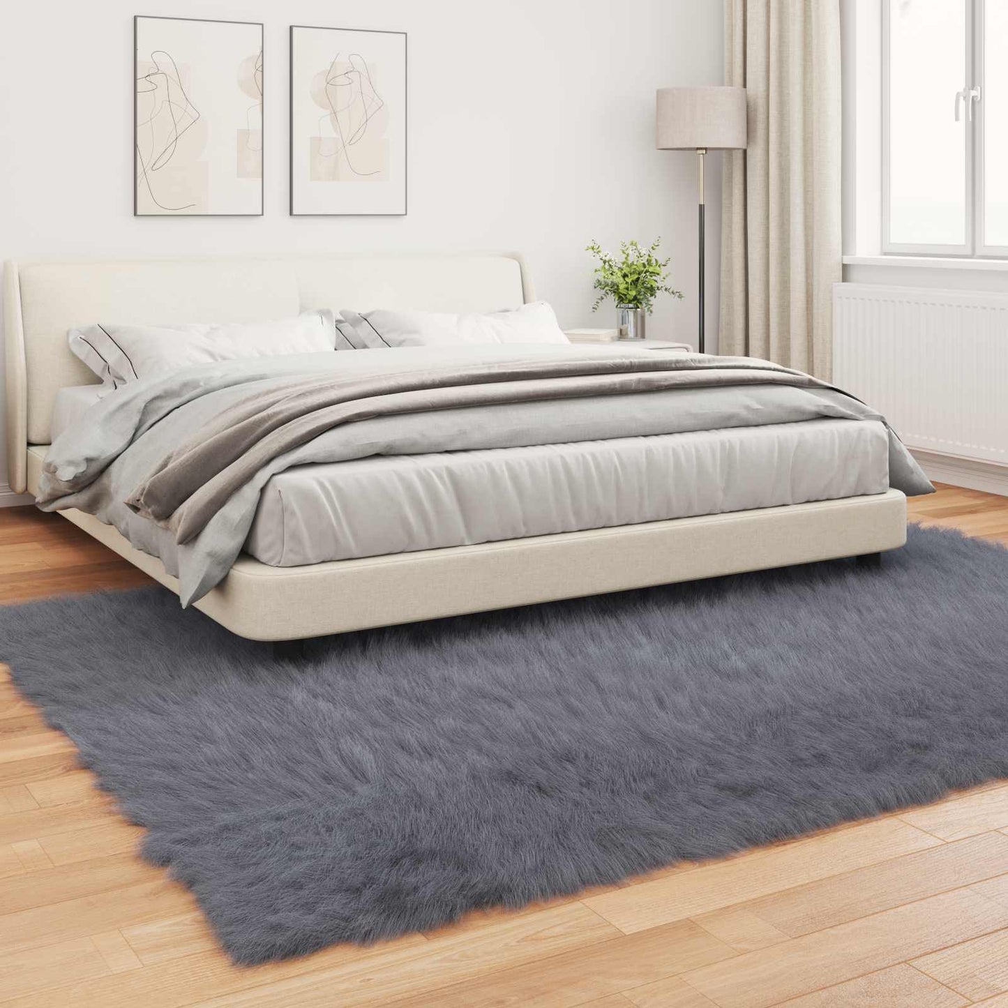 Fusk saueskinnteppe TAFALLA Antrasitt 240 x 340 cm Polyester
