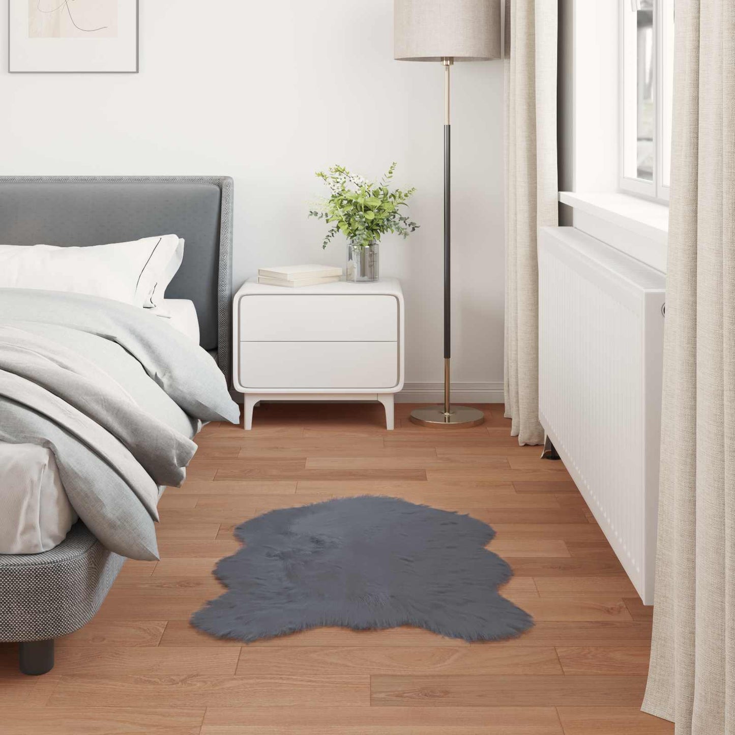 Fusk saueskinnteppe TAFALLA Antrasitt 60 x 90 cm Polyester