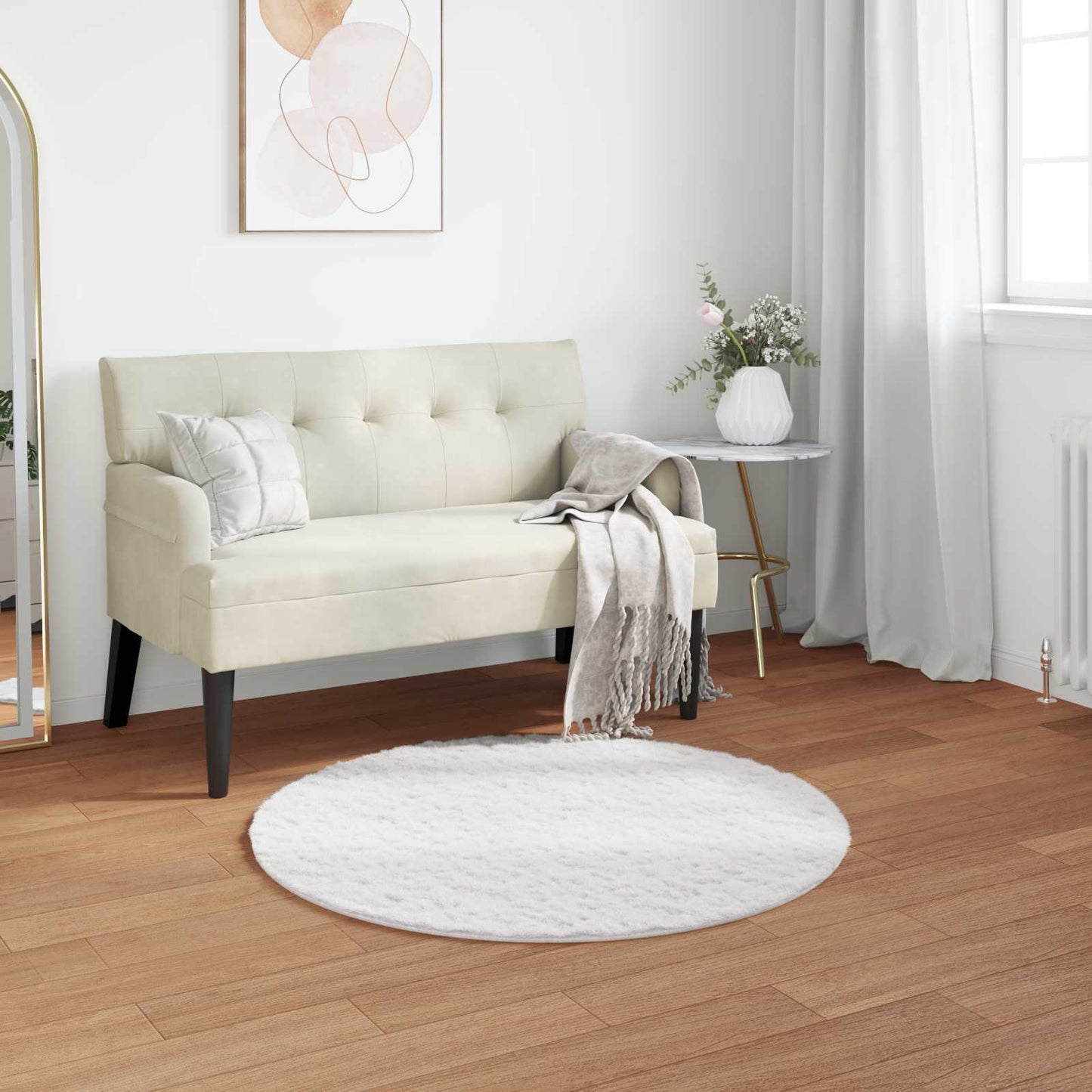 Skliikkerteppe i kunstig kaninpels OLITE Hvit Ø 80 cm Polyester