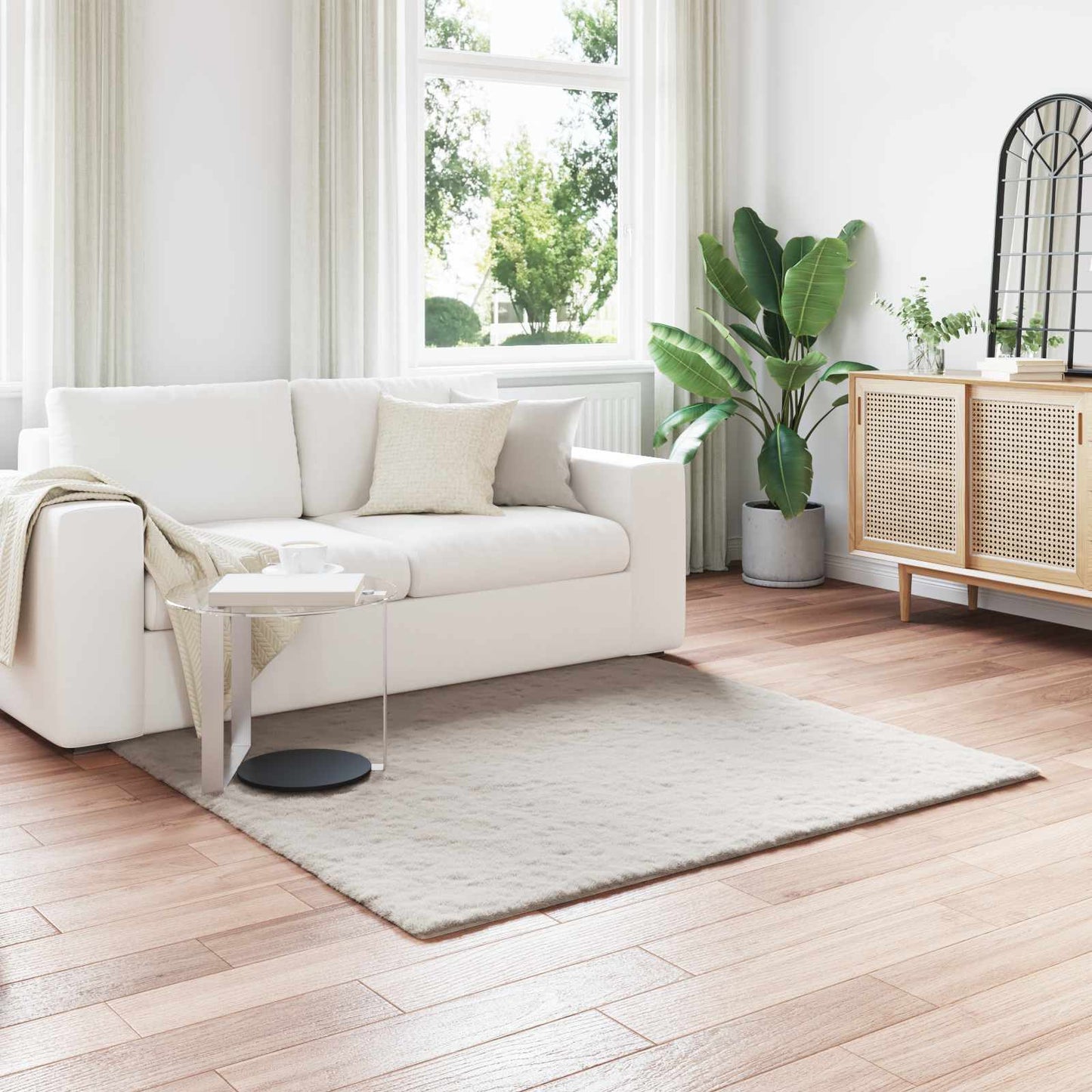 Skliikkerteppe i kunstig kaninpels OLITE Beige 120 x 120 cm