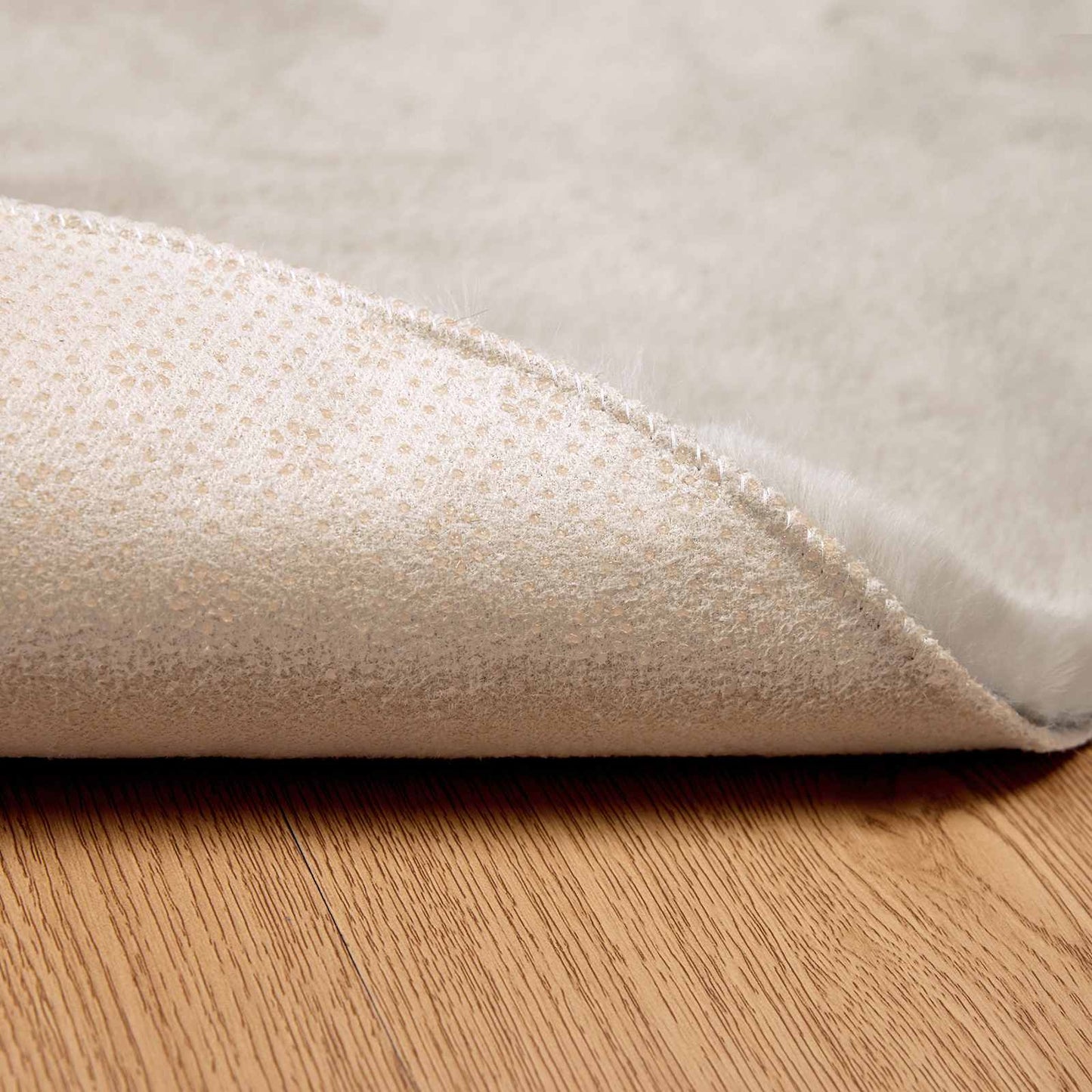 Skliikkerteppe i kunstig kaninpels OLITE Beige Ø 80 cm